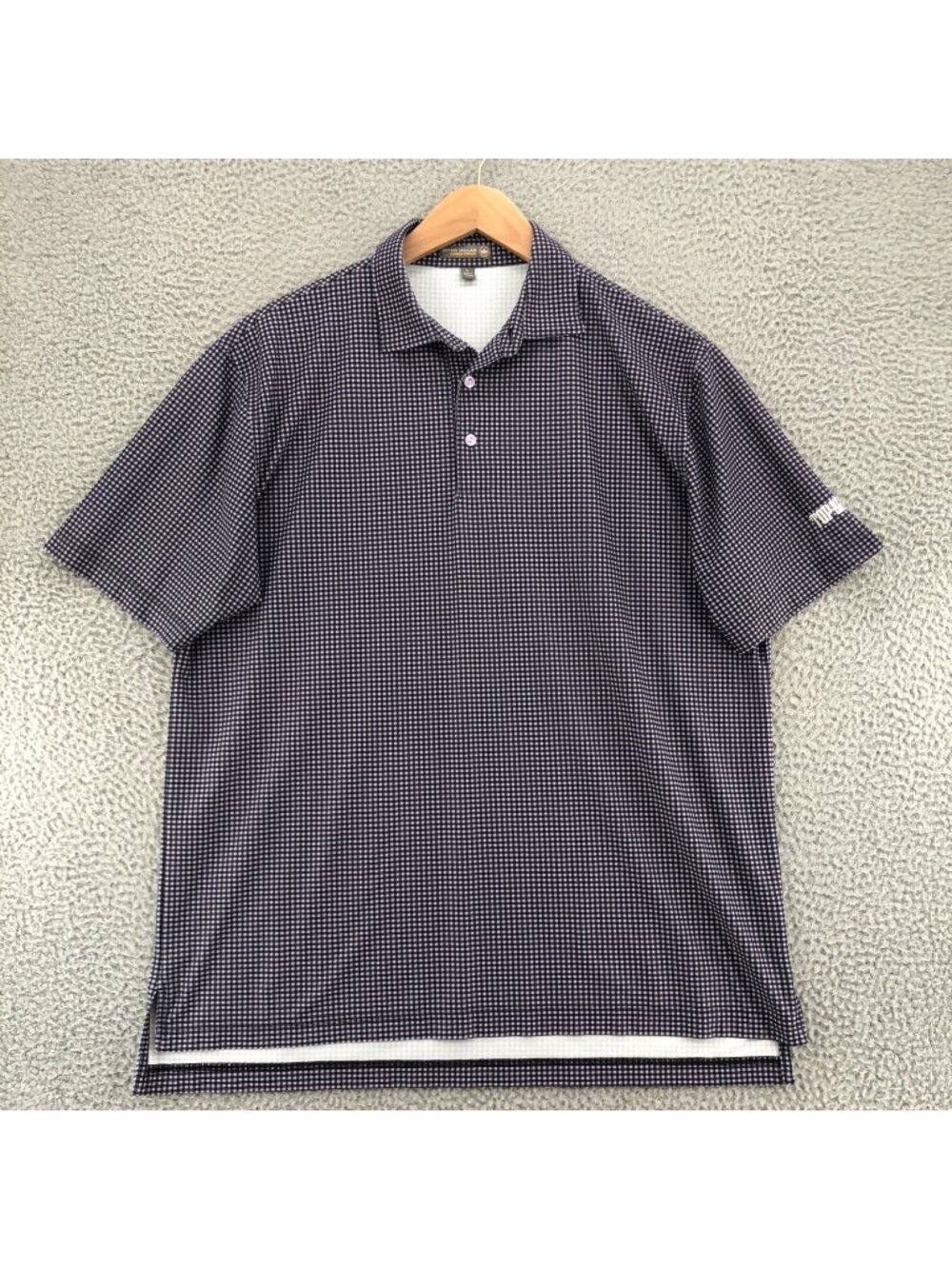Peter Millar Shirt Mens Large Blue Gingham Summer Comfort Polo Top Of The Rock